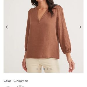 Marine Layer Jamie Banded Collar Top